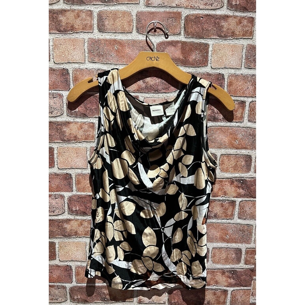 Merona Women's Medium Floral Sleeveless Ruffled Blouse Top 100% Acetate
